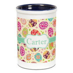 Easter Eggs Ceramic Pencil Holders - Blue