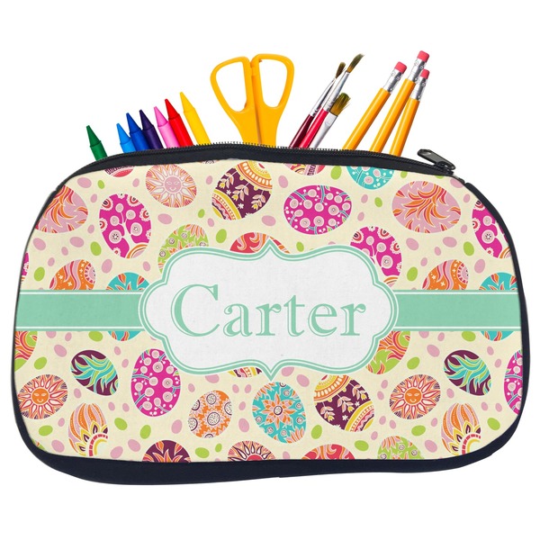 Custom Easter Eggs Neoprene Pencil Case - Medium w/ Name or Text