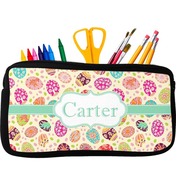 Custom Easter Eggs Neoprene Pencil Case - Small w/ Name or Text