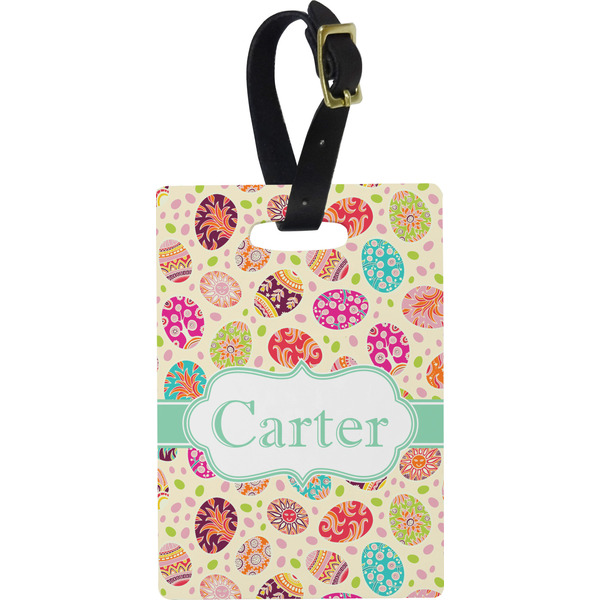 Custom Easter Eggs Plastic Luggage Tag - Rectangular w/ Name or Text