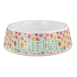 Easter Eggs Plastic Dog Bowl - Large (Personalized)
