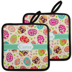 Easter Eggs Pot Holders - Set of 2 w/ Name or Text