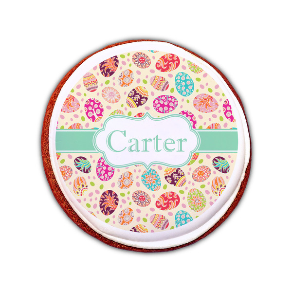 Easter Eggs Printed Icing Circle - Small - On Cookie