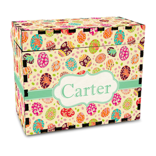 Custom Easter Eggs Wood Recipe Box - Full Color Print (Personalized)