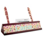 Easter Eggs Red Mahogany Nameplate with Business Card Holder (Personalized)