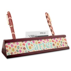 Easter Eggs Red Mahogany Nameplate with Business Card Holder (Personalized)