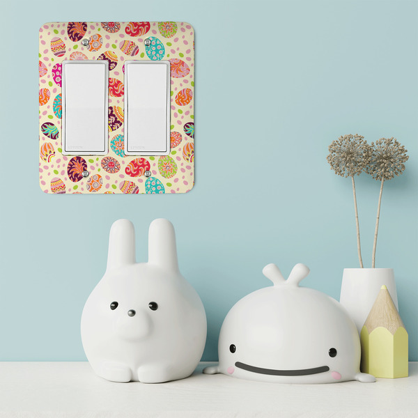 Easter Eggs Rocker Light Switch Covers - Double - IN CONTEXT