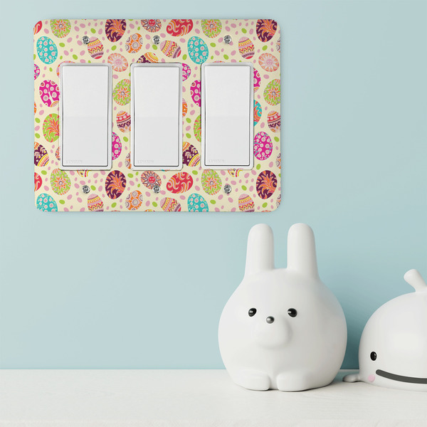 Easter Eggs Rocker Light Switch Covers - Triple - IN CONTEXT