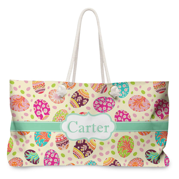 Custom Easter Eggs Large Tote Bag with Rope Handles (Personalized)