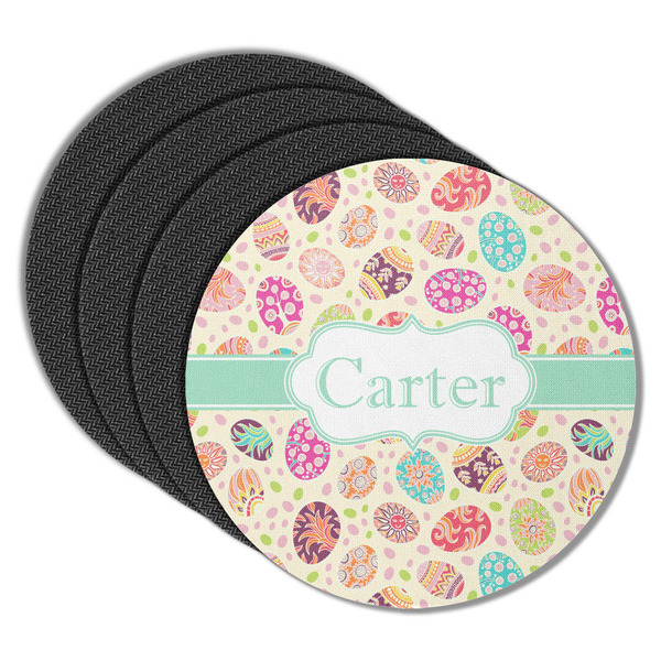 Custom Easter Eggs Round Rubber Backed Coasters - Set of 4 (Personalized)