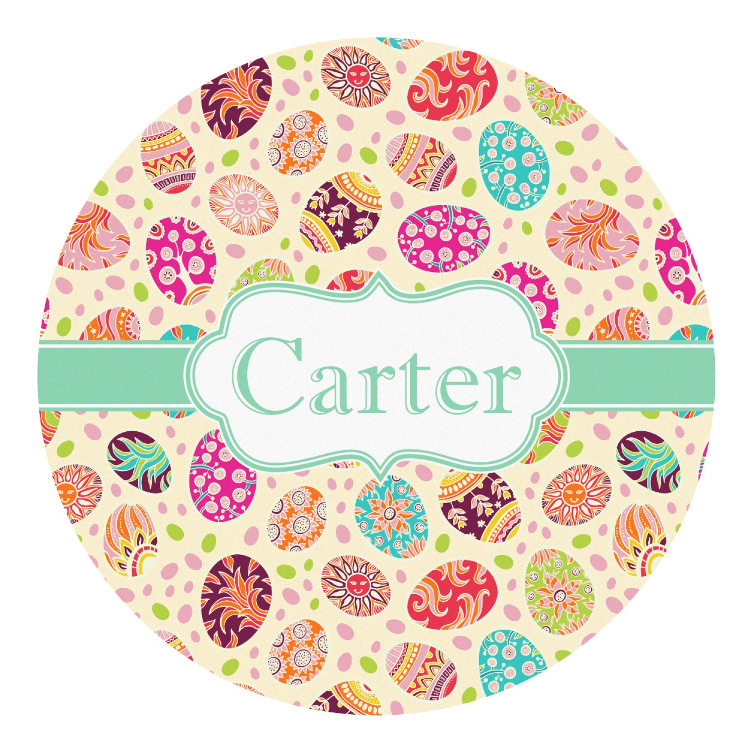 Easter Eggs Round Decal XLarge (Personalized) YouCustomizeIt