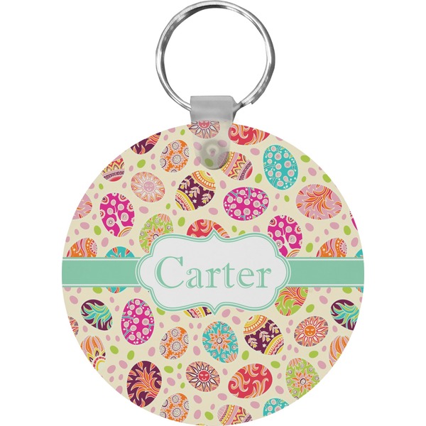 Custom Easter Eggs Round Plastic Keychain (Personalized)