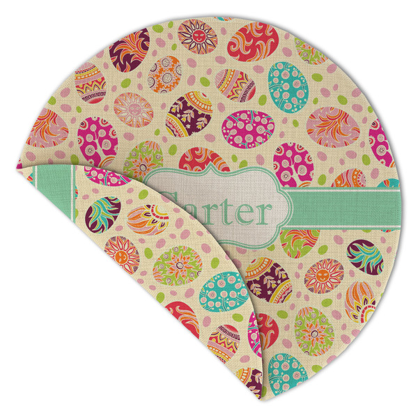 Easter Eggs Round Linen Placemats - Front (folded corner double sided)