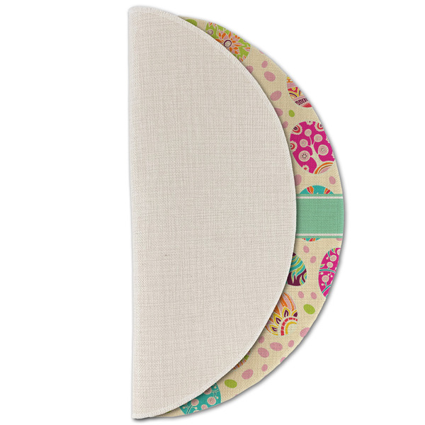 Easter Eggs Round Linen Placemats - HALF FOLDED (single sided)
