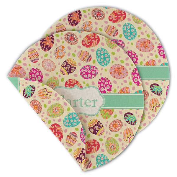 Custom Easter Eggs Round Linen Placemat - Double Sided (Personalized)