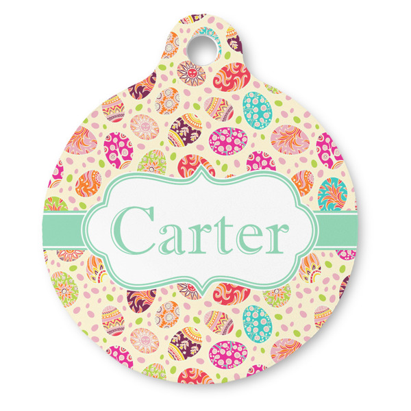 Custom Easter Eggs Round Pet ID Tag - Large (Personalized)