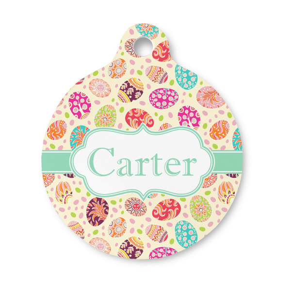 Custom Easter Eggs Round Pet ID Tag - Small (Personalized)