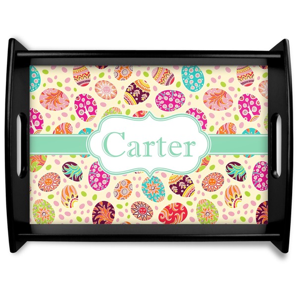 Custom Easter Eggs Black Wooden Tray - Large (Personalized)