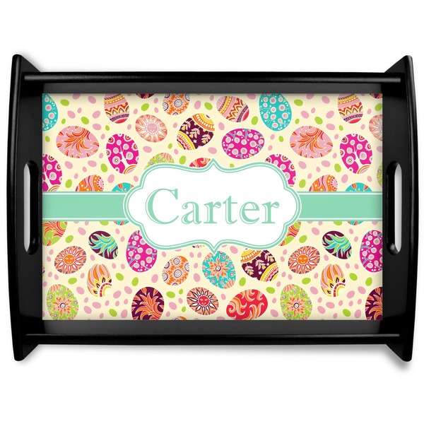 Custom Easter Eggs Black Wooden Tray - Large (Personalized)