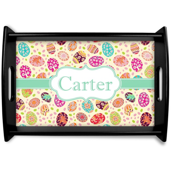 Custom Easter Eggs Black Wooden Tray - Small (Personalized)