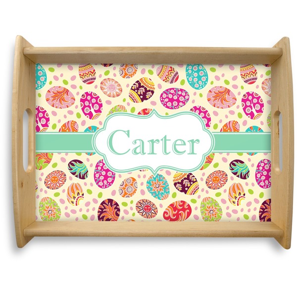 Custom Easter Eggs Natural Wooden Tray - Large (Personalized)