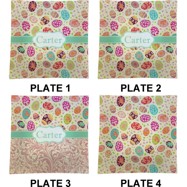Easter Eggs Set of Square Dinner Plates (Approval)