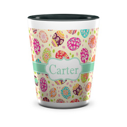 Easter Eggs Ceramic Shot Glass - 1.5 oz - Two Tone - Set of 4 (Personalized)