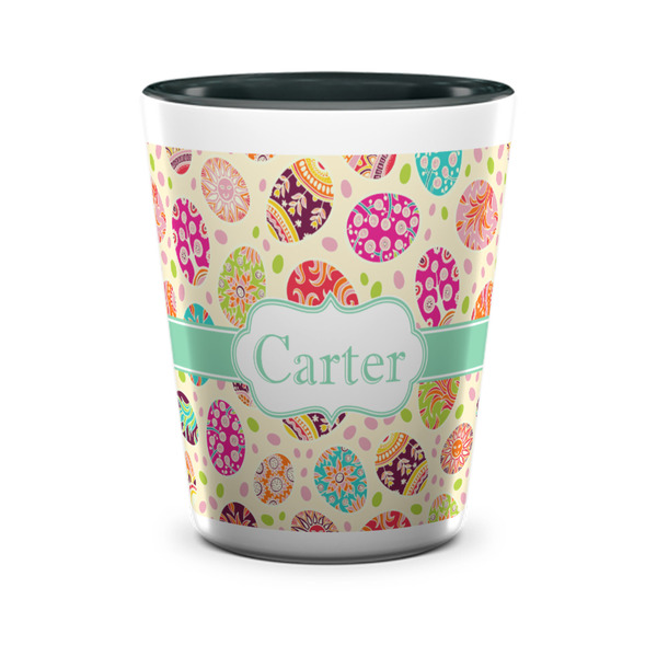 Custom Easter Eggs Ceramic Shot Glass - 1.5 oz - Two Tone - Set of 4 (Personalized)