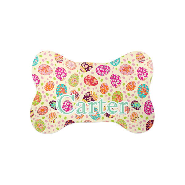 Custom Easter Eggs Bone Shaped Dog Food Mat (Small) (Personalized)