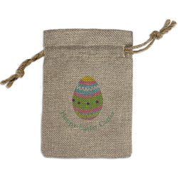 Easter Eggs Small Burlap Gift Bag - Front (Personalized)