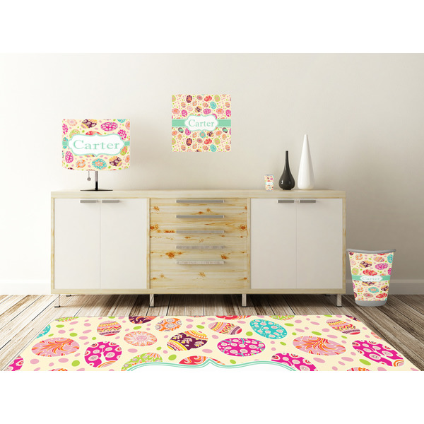 Easter Eggs Square Wall Decal Wooden Desk