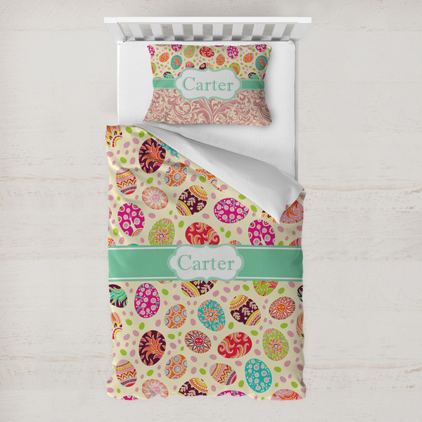 Custom Easter Eggs Toddler Bedding Set - With Pillowcase (Personalized)