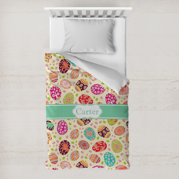 Custom Easter Eggs Toddler Duvet Cover w/ Name or Text