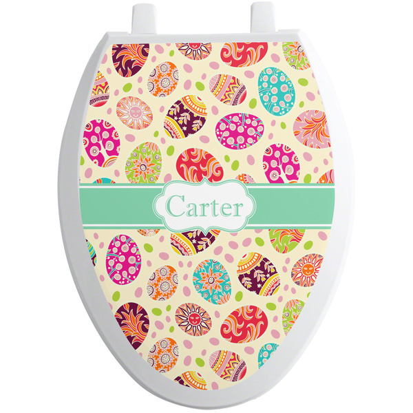 Custom Easter Eggs Toilet Seat Decal - Elongated (Personalized)