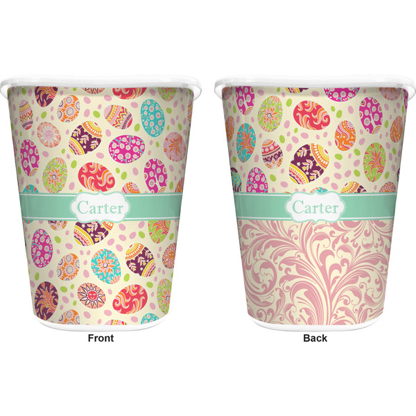 Easter Eggs Trash Can White - Front and Back - Apvl