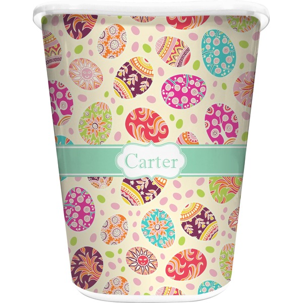 Custom Easter Eggs Waste Basket - Double Sided (White) (Personalized)