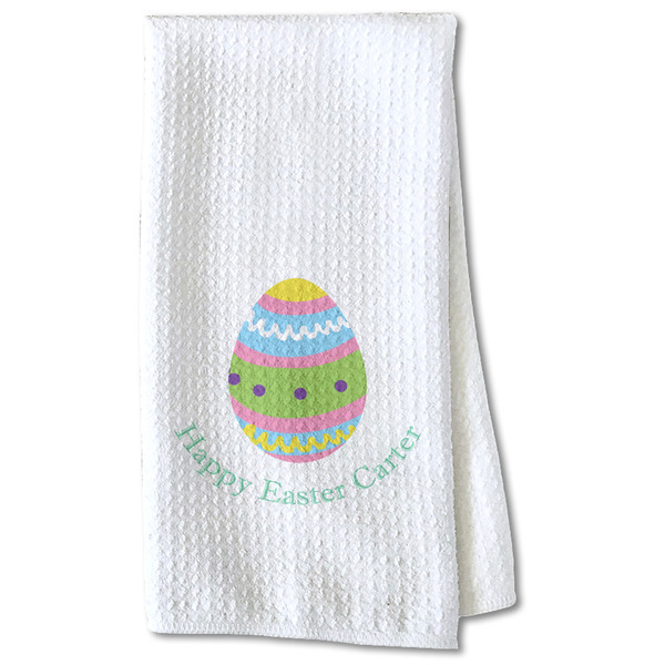 Custom Easter Eggs Kitchen Towel - Waffle Weave - Partial Print (Personalized)