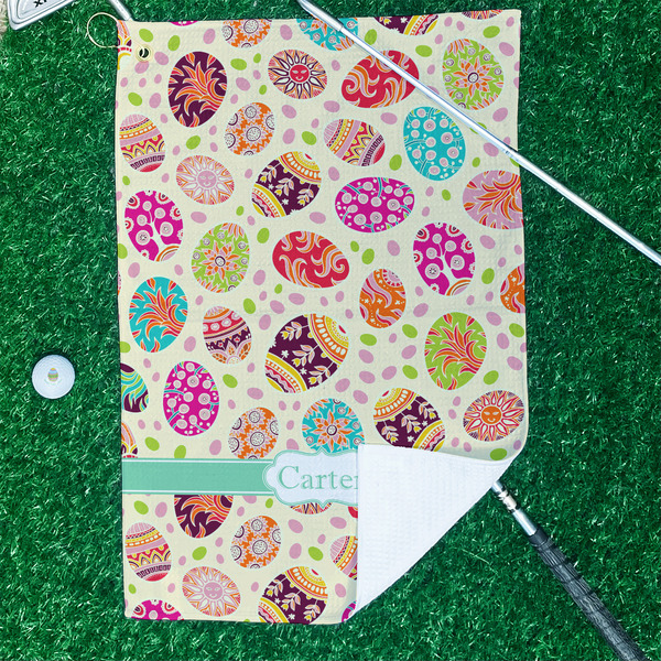 Easter Eggs Waffle Weave Golf Towel - In Context