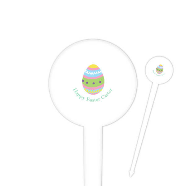 Custom Easter Eggs 4" Round Plastic Food Picks - White - Single Sided (Personalized)