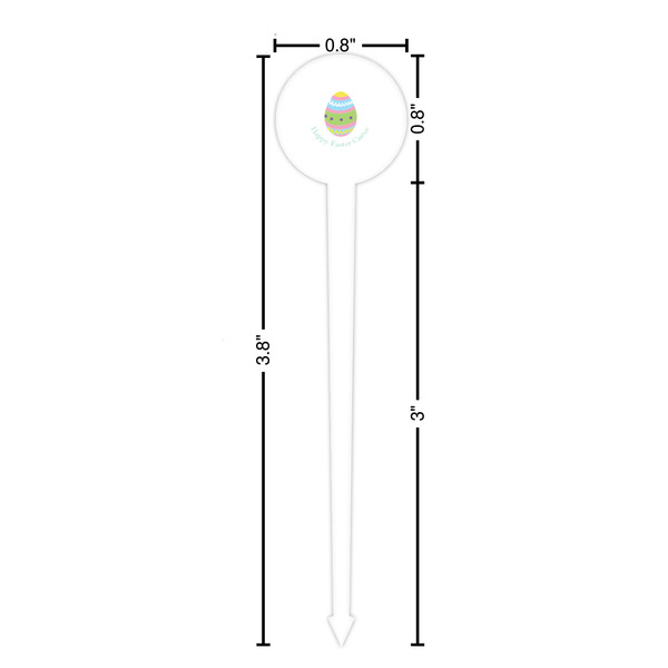 Easter Eggs White Plastic 4" Food Pick - Round - Dimensions
