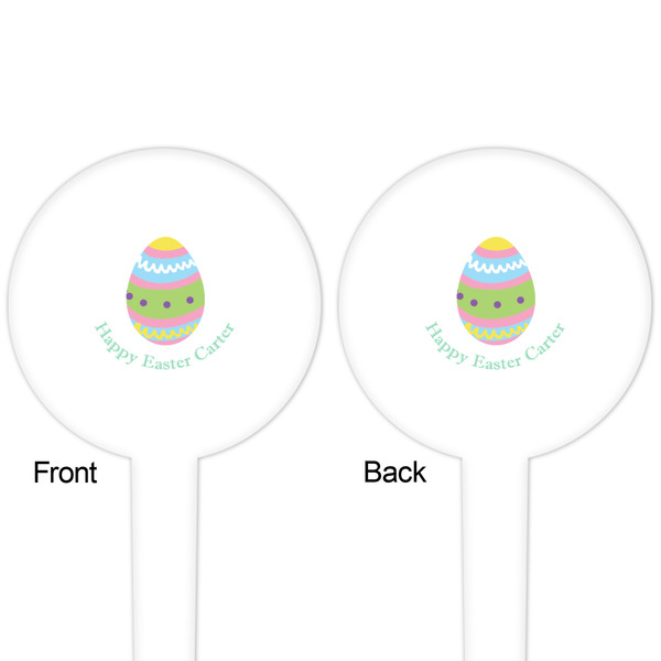 Easter Eggs White Plastic 4" Food Pick - Round - Double Sided - Front & Back