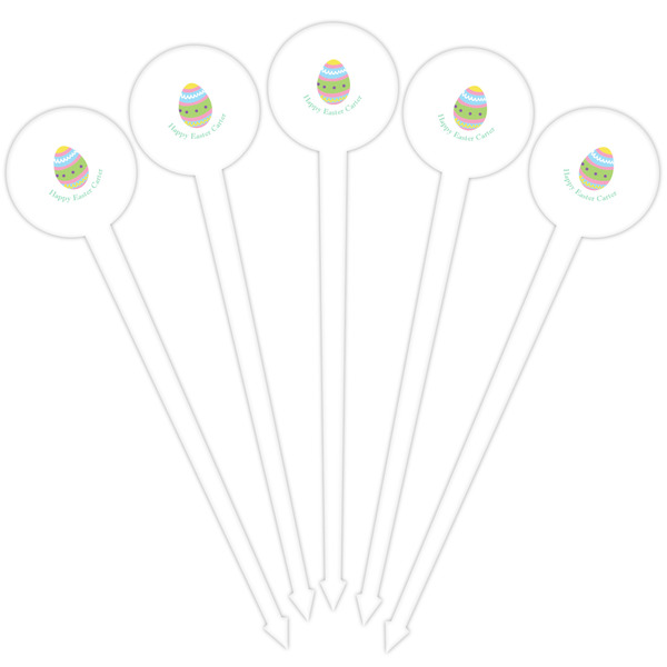 Easter Eggs White Plastic 4" Food Pick - Round - Fan View