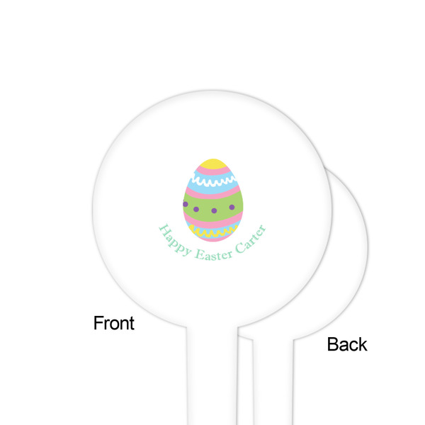 Easter Eggs White Plastic 4" Food Pick - Round - Single Sided - Front & Back