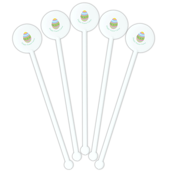 Easter Eggs White Plastic 5.5" Stir Stick - Fan View