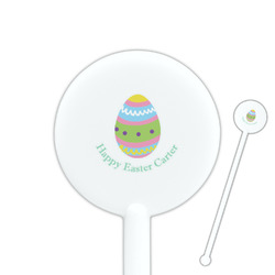 Easter Eggs 5.5" Round Plastic Stir Sticks - White - Single Sided (Personalized)