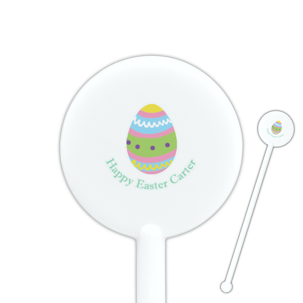 Custom Easter Eggs 5.5" Round Plastic Stir Sticks - White - Single Sided (Personalized)