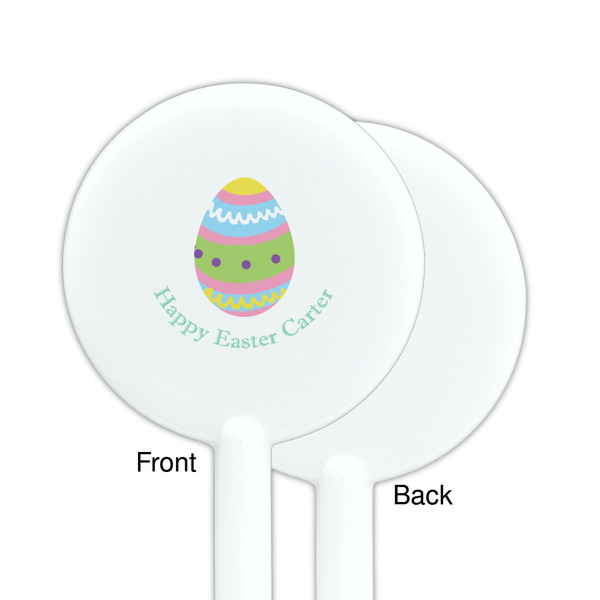 Easter Eggs White Plastic 5.5" Stir Stick - Single Sided - Round - Front & Back