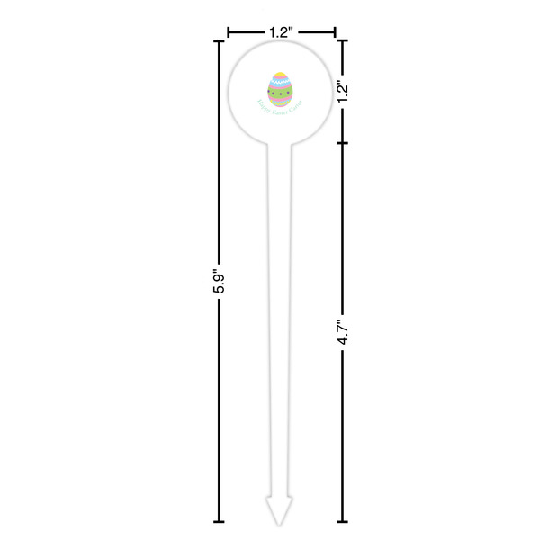 Easter Eggs White Plastic 6" Food Pick - Round - Dimensions