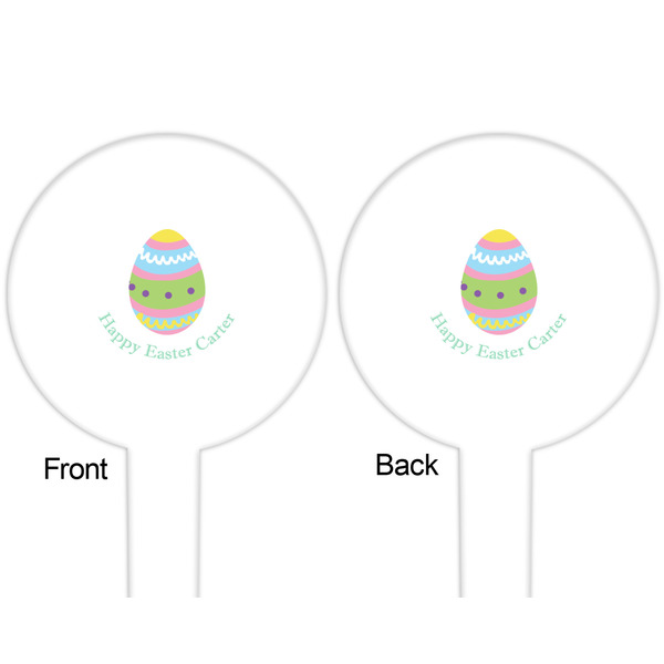 Easter Eggs White Plastic 6" Food Pick - Round - Double Sided - Front & Back