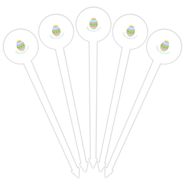 Easter Eggs White Plastic 6" Food Pick - Round - Fan View